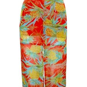 Pineapple Tropical Print Long High Slit Skirt